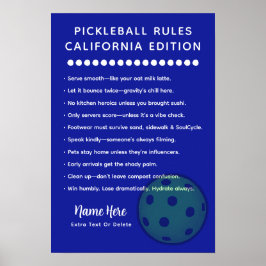 Personalized Pickleball California Edition Poster