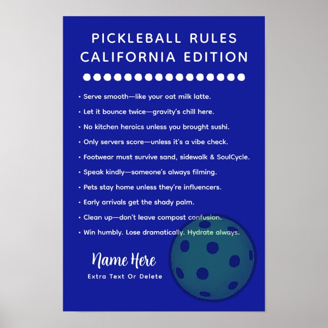 Personalized Pickleball California Edition Poster (Vorne)