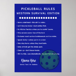 Personalized Pickleball Rules Western Survival Poster