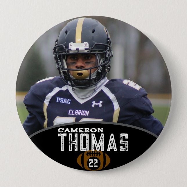 Personalized Picture Football Player Name Number Button (Vorderseite)