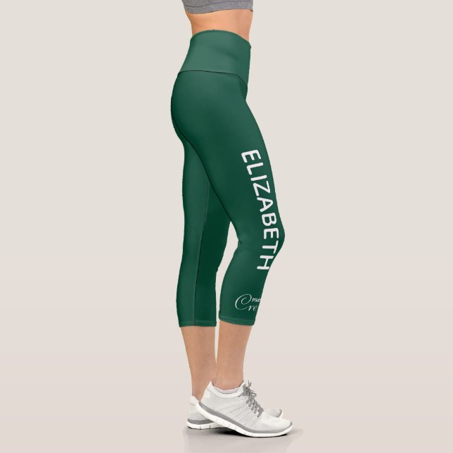Personalized Pilates Crew Reformer / Mat Green Capri Leggings (Rechts)