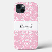 Personalized Pink and White Damask