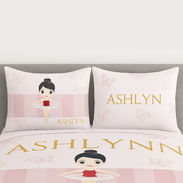 Personalized Pink Ballerina & Butterfly Kissenbezug (Von Creator hochgeladen)