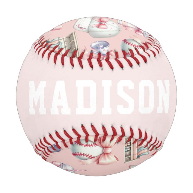 Personalized Pink Baseball – Name Girl Birthday (Rückseite)