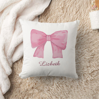 Personalized Pink Coquette Bow Luxury Throw Pillow Kissen