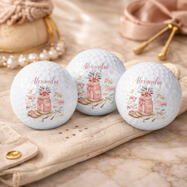 Personalized Pink Coquette Golf Monogram Golfball (Von Creator hochgeladen)