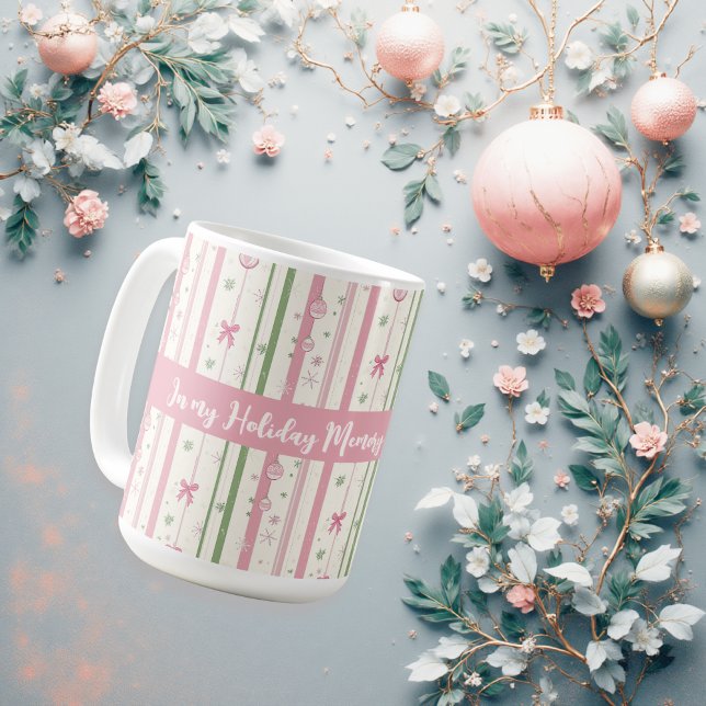 Personalized Pink Coquette Holiday Era Kaffeetasse (🎀 Sweet pastel holiday mug — pink bows, cozy charm & festive flair!)