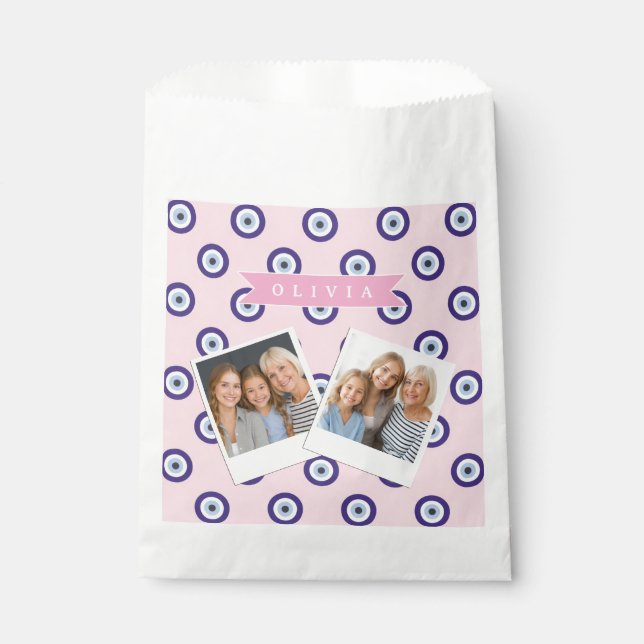 Personalized Pink Evil Eye Pattern Gifts With Name Geschenktütchen (Vorderseite)