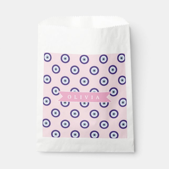 Personalized Pink Evil Eye Pattern Gifts With Name Geschenktütchen (Vorderseite)