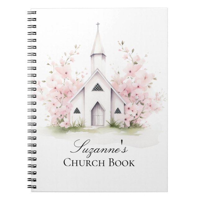Personalized Pink Floral Church Book Notizblock (Vorderseite)