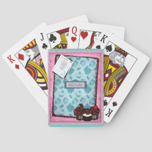 Personalized Pink Glitter Cupcake Playing Cards Spielkarten