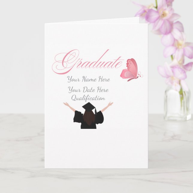 Personalized Pink Graduate Gift, Custom Name  Karte (Orchidee)