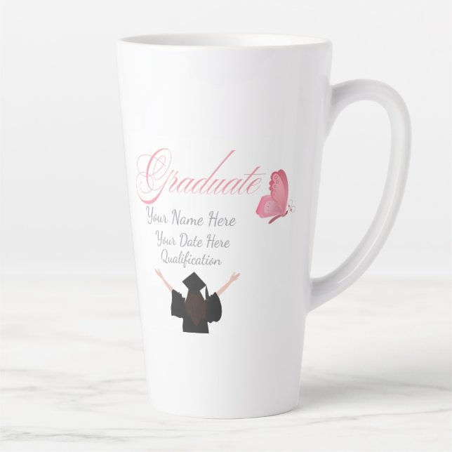 Personalized Pink Graduate Gift, Custom Name  Milchtasse (Rechts)