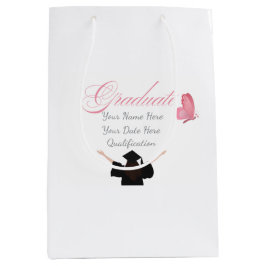 Personalized Pink Graduate Gift, Custom Name  Mittlere Geschenktüte