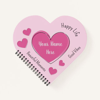 Personalized Pink Heart Notebook & Sketchbook Notizbuch
