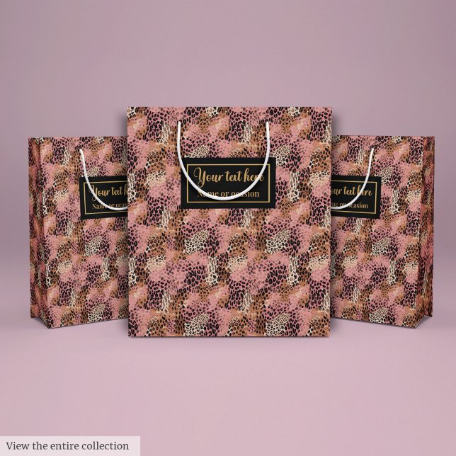 Personalized pink leopard skin luxury gift wrap mittlere geschenktüte (Personalized pink leopard skin luxury gift wrap)
