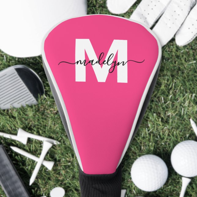 Personalized Pink Monogram Name Golf Headcover (Personalized Pink Monogram Name Golf Head Cover )