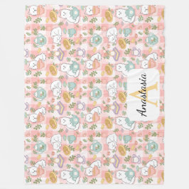 Personalized Pink Monogram Name Pastel High Tea Fleecedecke
