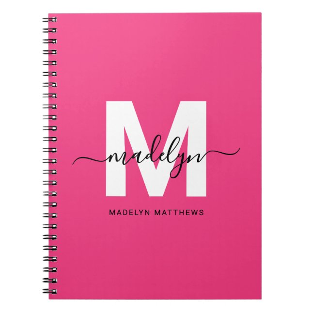 Personalized Pink Monogram Notizblock (Vorderseite)