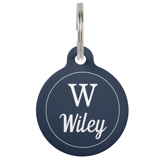 Personalized Pink Monogram Pet Name  Haustiermarke (Vorderseite)