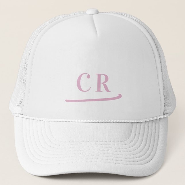 Personalized Pink Monogrammed Initials Minimalist  Truckerkappe (Vorderseite)
