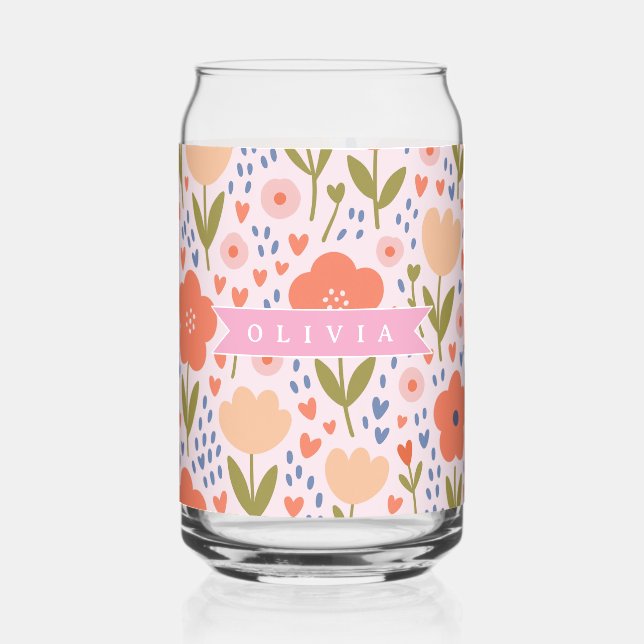 Personalized pink nordic cute folk floral pattern (Recto)