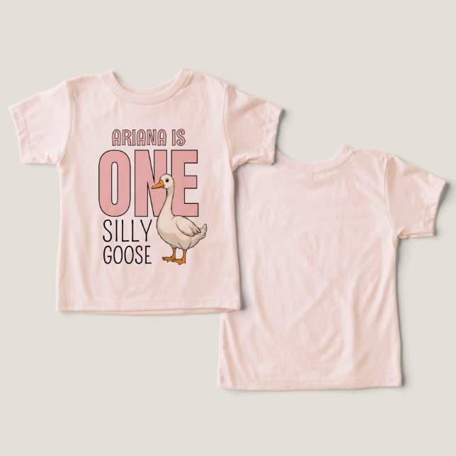 Personalized Pink One Silly Goose First Birthday (Design Recto & Verso)