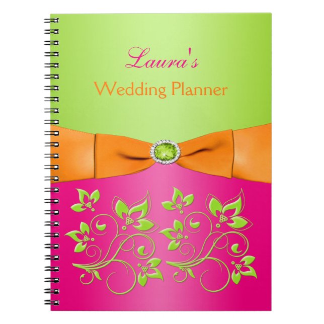 Personalized Pink Orange Lime Floral Notebook Notizblock (Vorderseite)