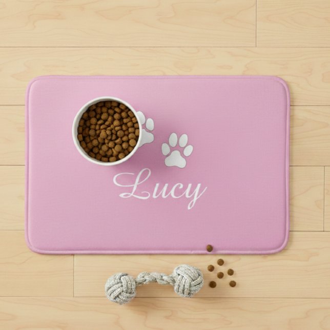 Personalized Pink Pet Feeding Mat with Name Badematte (Von Creator hochgeladen)