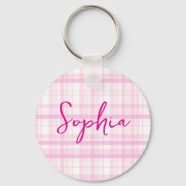 Personalized Pink Plaid keychain with Name Schlüsselanhänger