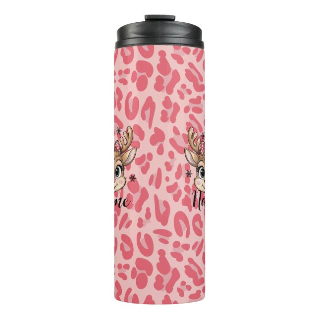 Personalized pink reindeer thermosbecher (Vorderseite)