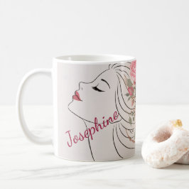 Personalized Pink Rose Floral Hair Woman Elegant  Kaffeetasse