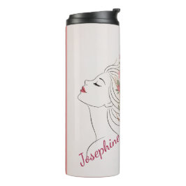 Personalized Pink Rose Floral Hair Woman Elegant  Thermosbecher
