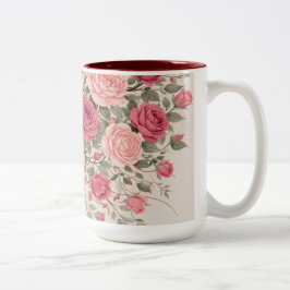 Personalized Pink Rose Floral Hair Woman Elegant  Zweifarbige Tasse