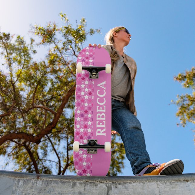 Personalized Pink Starry Night Skateboard (Außenbereich 1)
