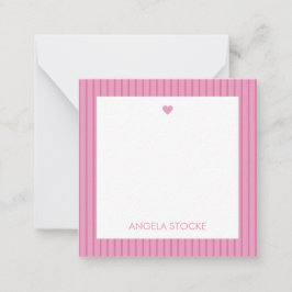 Personalized Pink Stripe Mitteilungskarte