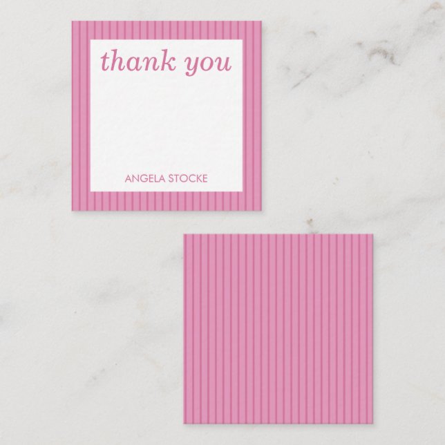 Personalized Pink Stripe Mitteilungskarte (Vorne/Hinten)