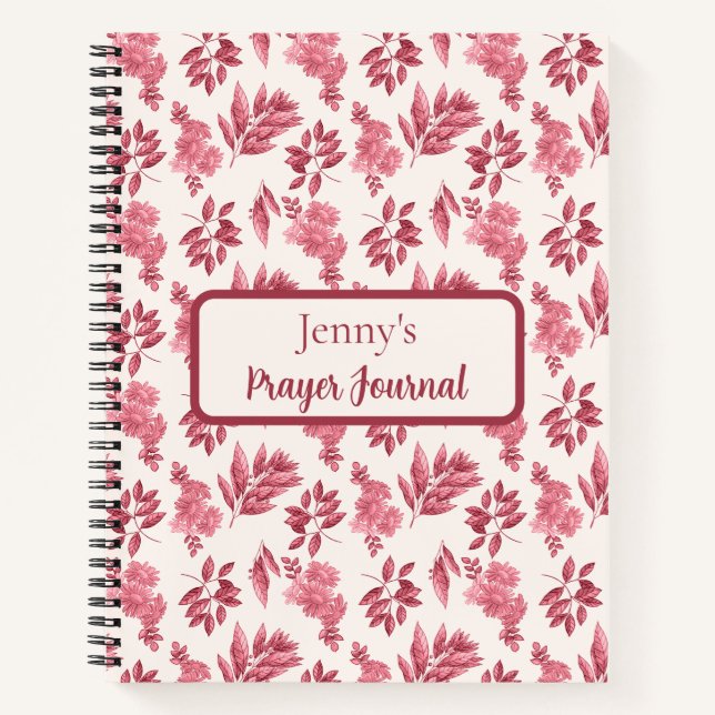 Personalized Pink Toile Prayer Journal (Devant)