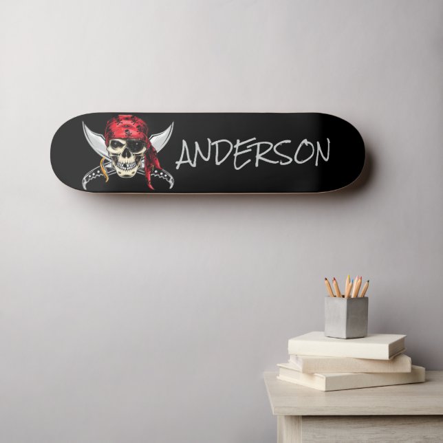 Personalized  Pirate Ship Skull Skateboard (Wandkunst (Horz))