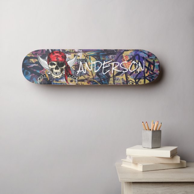 Personalized  Pirate Ship Skull Skateboard (Wandkunst (Horz))