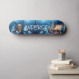 Personalized Pirate Skull & Cross Swords Skateboard