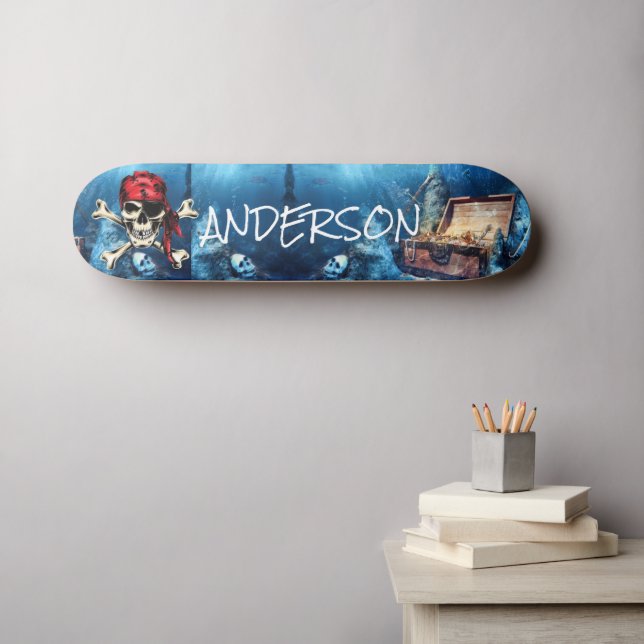 Personalized  Pirate Treasure Skateboard (Wandkunst (Horz))