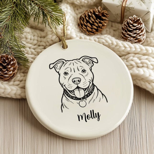 Personalized Pitbull Dog Christmas Keramik Ornament (Von Creator hochgeladen)