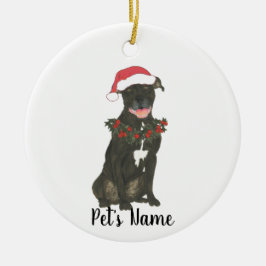 Personalized Pitbull Staffy (Black) Keramik Ornament