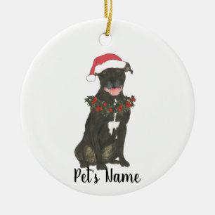 Personalized Pitbull Staffy (Black) Keramik Ornament