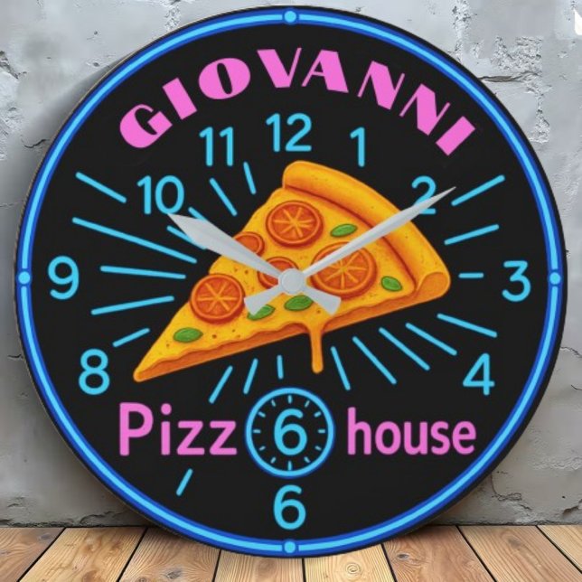 Personalized pizzeria neon custom pizza house  große wanduhr (Von Creator hochgeladen)