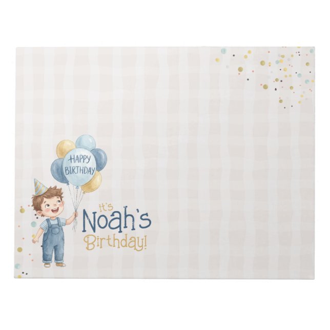 Personalized Placemat Boy Birthday Party  Notizblock (Vorderseite)