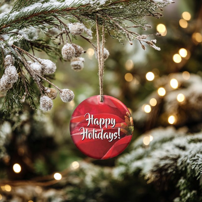 Personalized Poinsettia Holidays Keramik Ornament (Thoughtful Custom Gift Idea for Milestones, doubles as an ornament or a collectible gift tag.
)