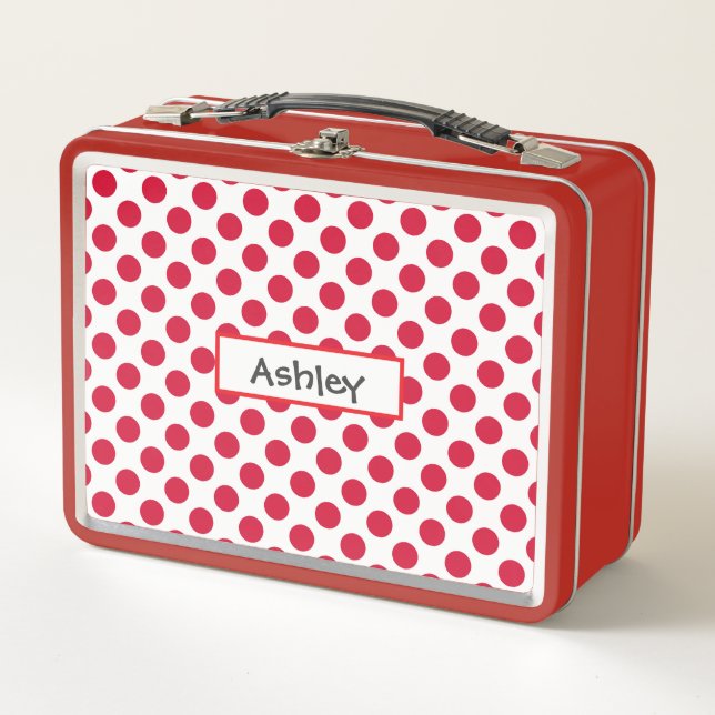 Personalized Polka Dot Metal Lunchbox (Vorderseite)