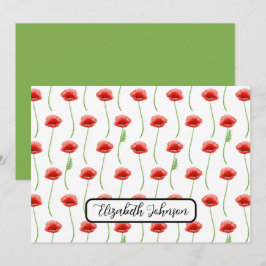 Personalized Poppies Floral Botanical Note Card Mitteilungskarte